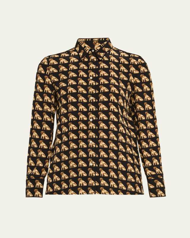 Charles Pug Crepe De Chine Blouse